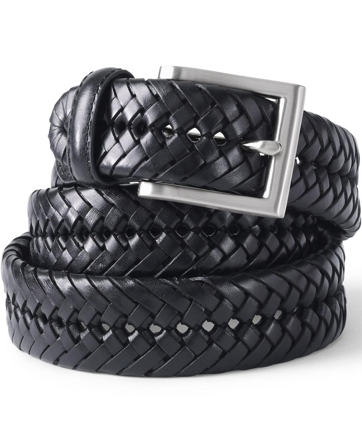 Mens Lands End Big Leather Braid Belt Deep Blue Product Image