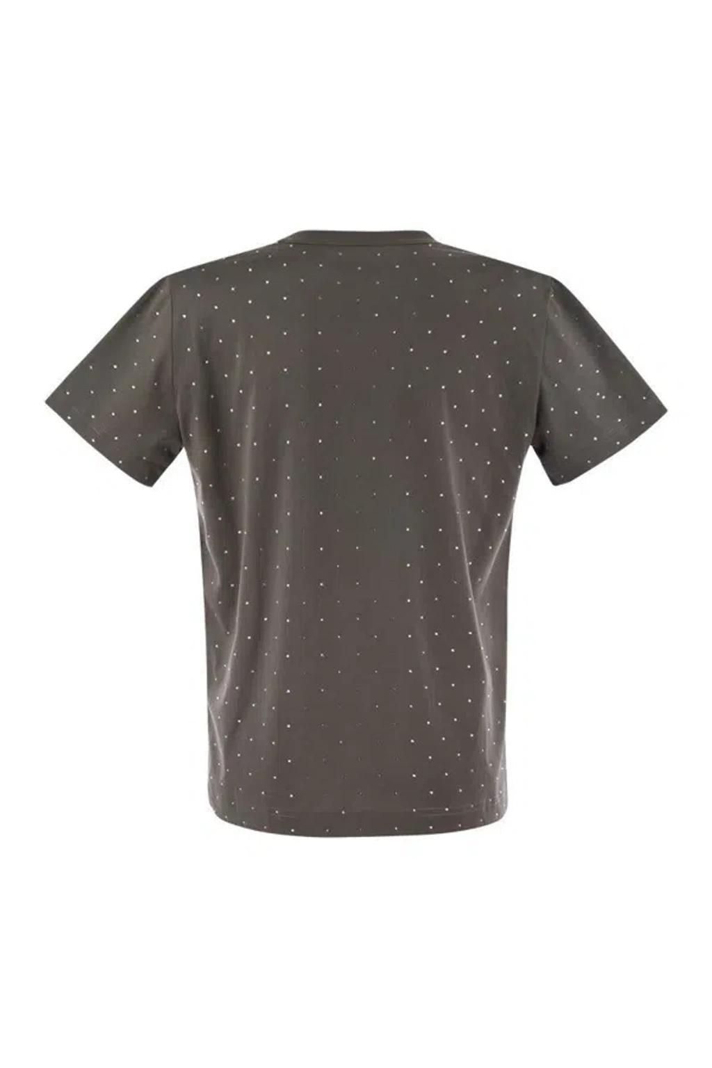 FABIANA FILIPPI Jersey T-shirt With All Over Embroidery In Grey Product Image