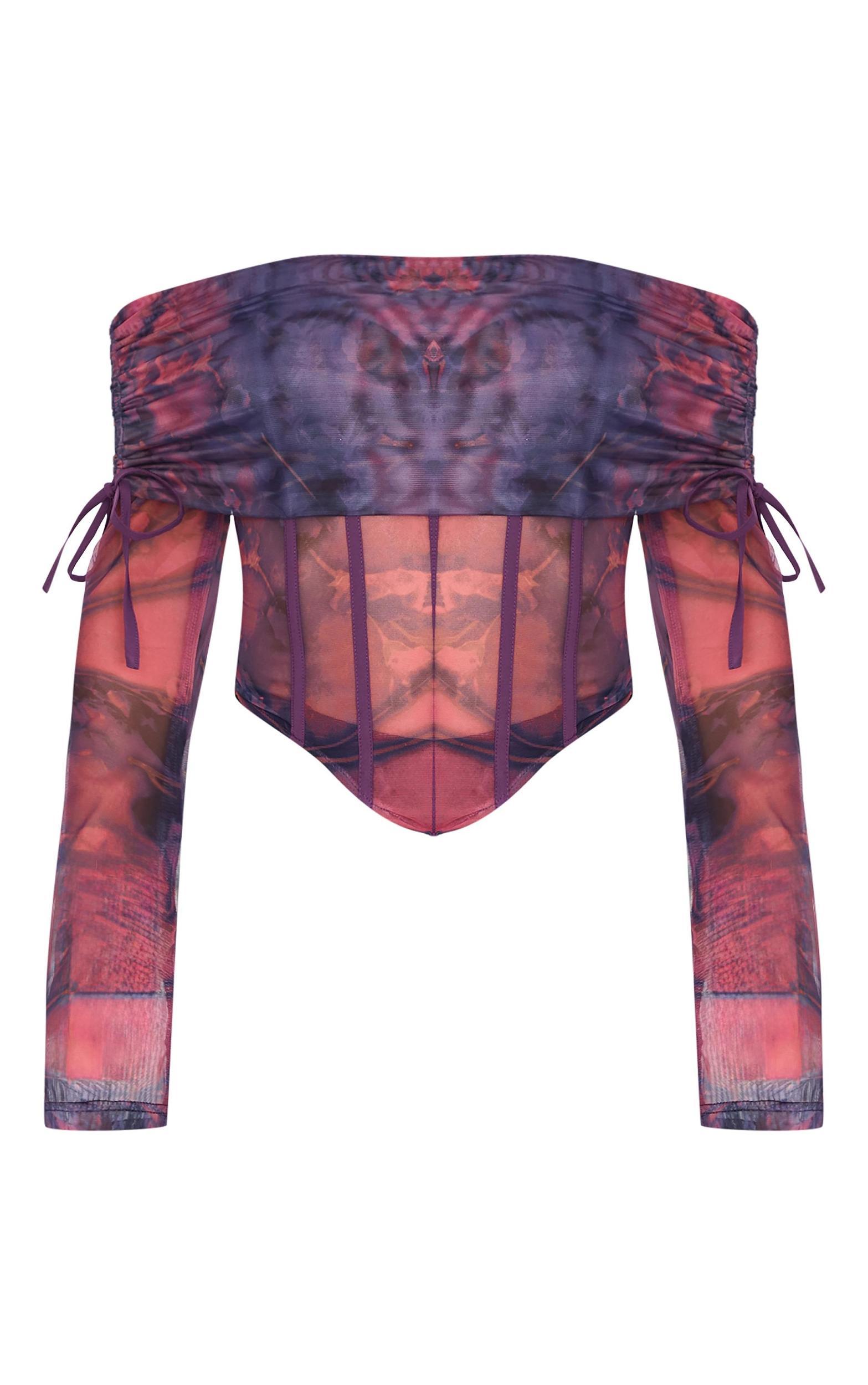 Purple Mesh Bardot Boning Corset Product Image
