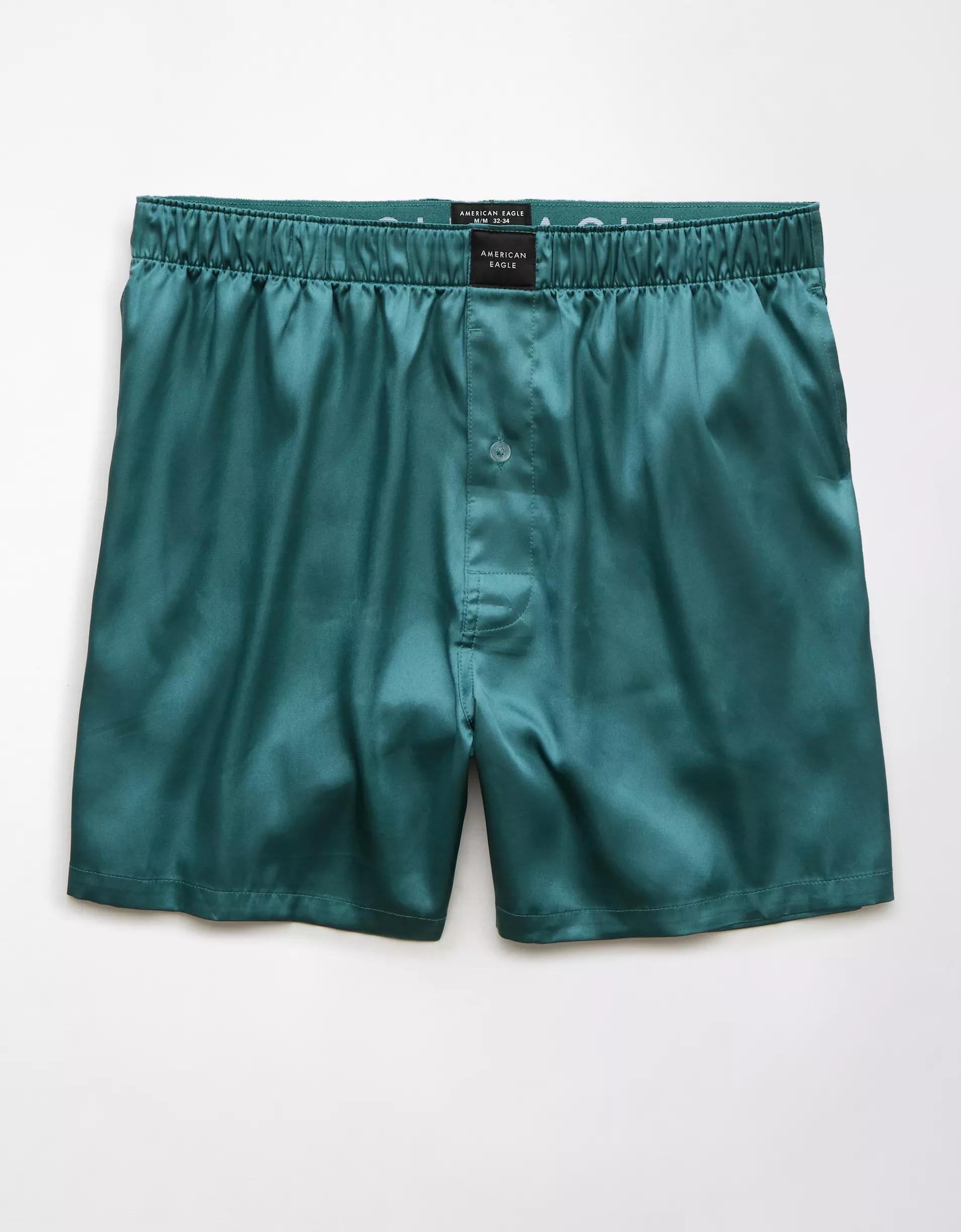 AEO Men's St. Patrick's Day Watercolor Clovers Satin Pocket Boxer Short Product Image