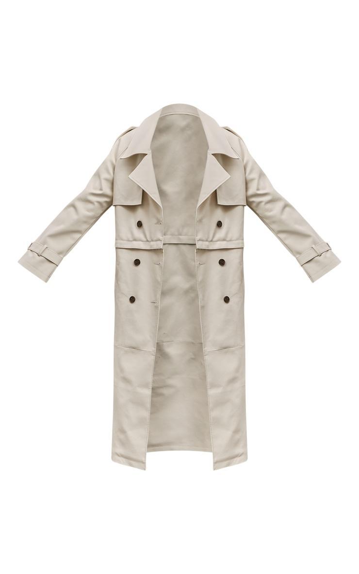 Stone Detachable Hem Faux Leather Trench Coat Product Image