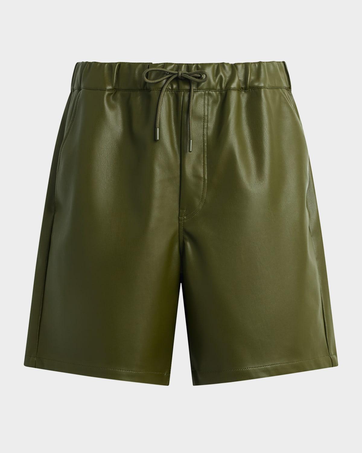 Mens Vegan Leather Drawstring Shorts Product Image