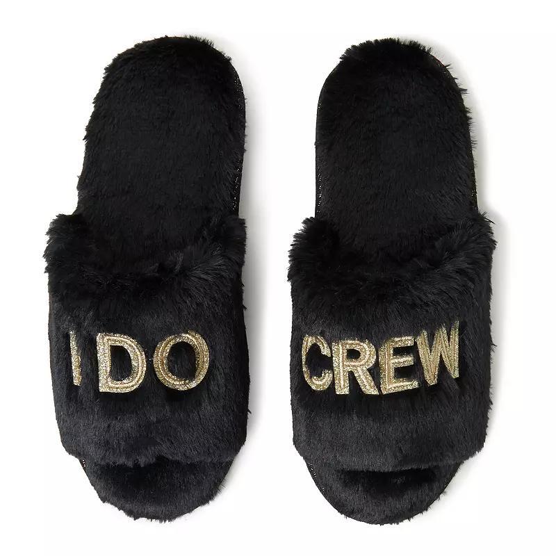 Dearfoams "I Do" Faux-Fur Bridal Women's Slide Slippers, Size: Small, I Do Blue Product Image