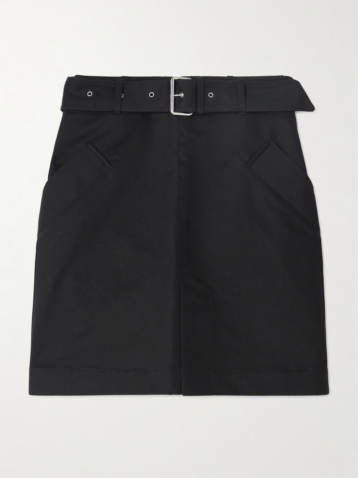 TOTÊME Belted Cotton-gabardine Mini Skirt In Black Product Image