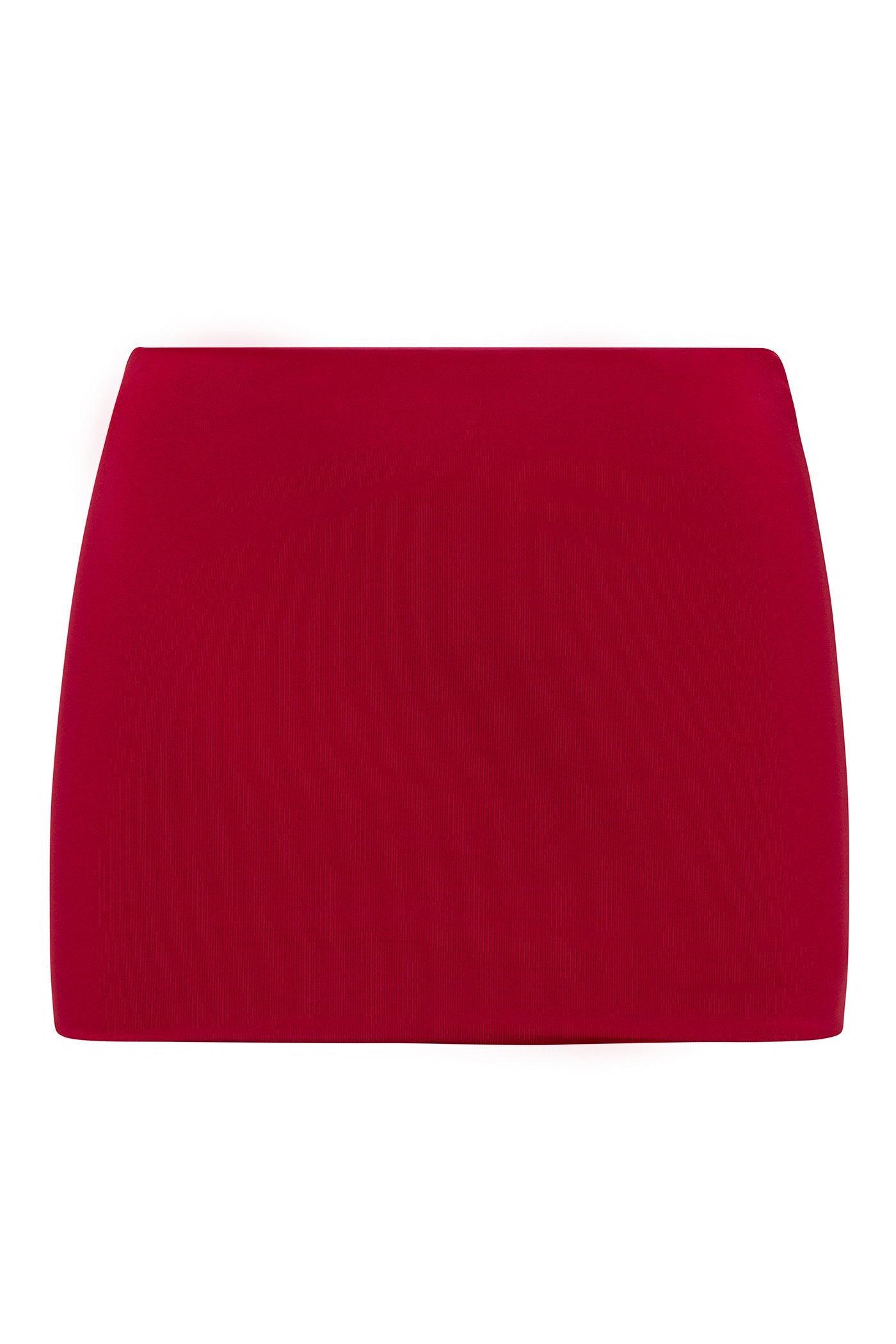 Contour Double Lined Mini Skirt - Red Product Image