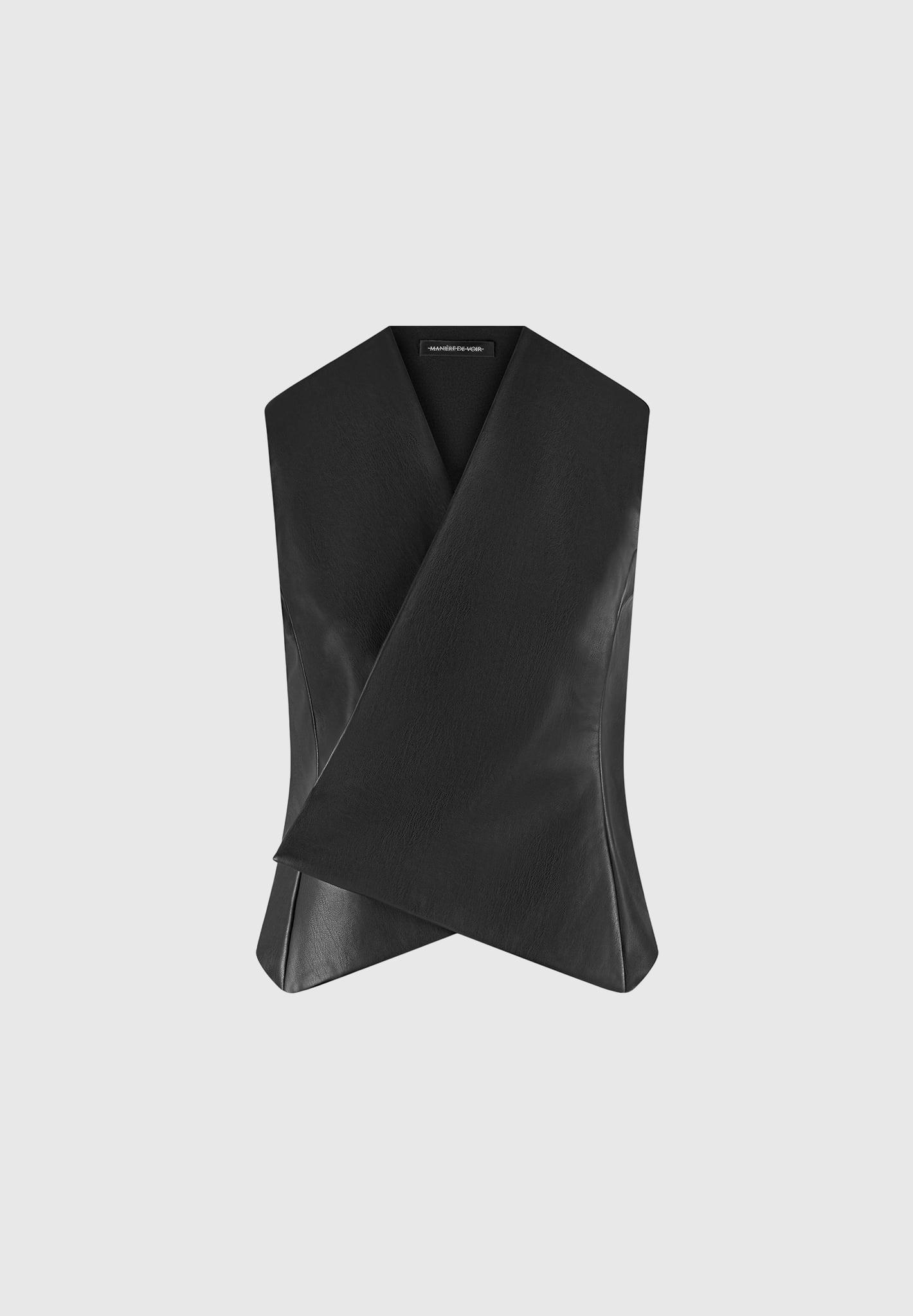 Leather Wrap Waistcoat - Black Female Product Image