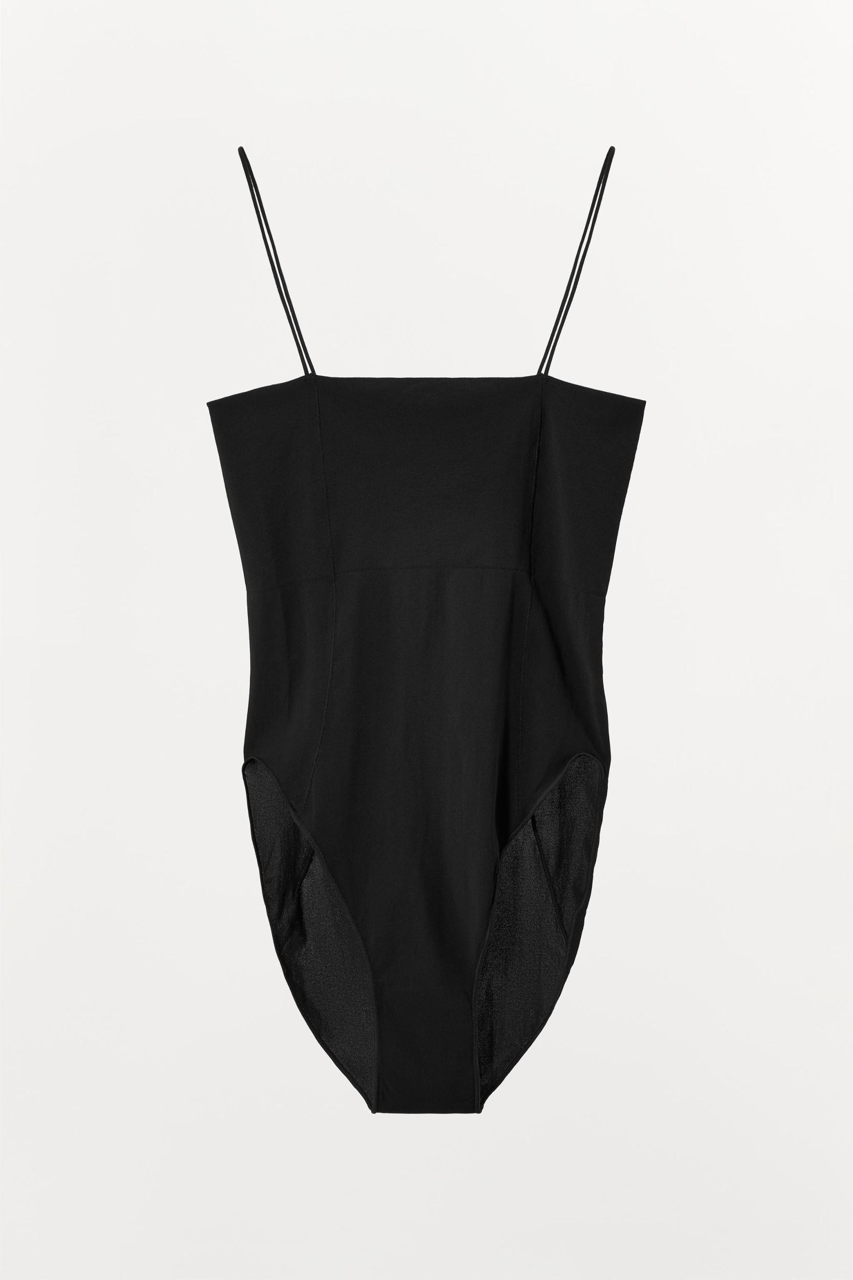 FITTED STRAPPY BODYSUIT WITH SEAMS Product Image