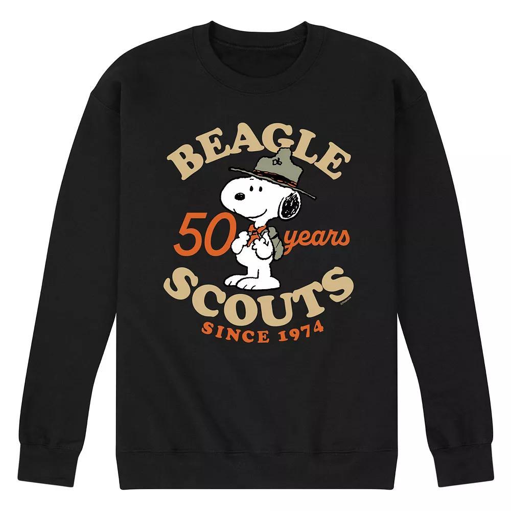 Mens Peanuts Beagle Scout 50 Year Badge Fleece Sweatshirt Product Image