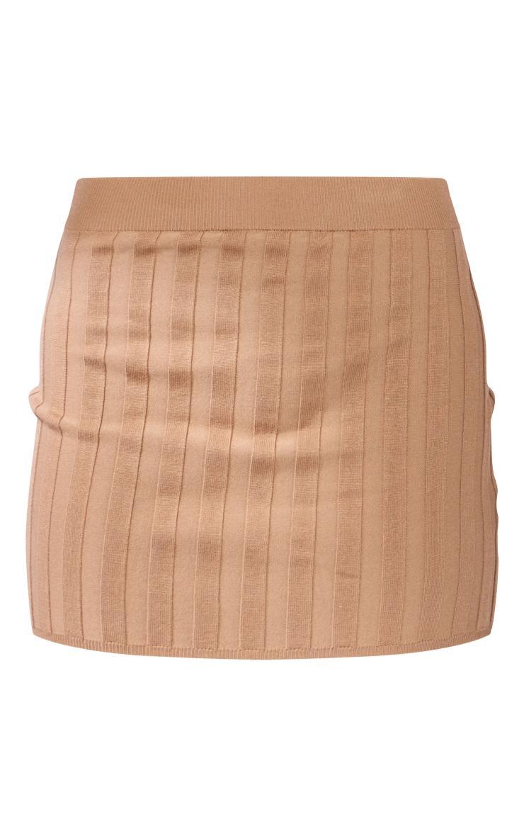  Latte Wide Rib Knit Mini Skirt Product Image