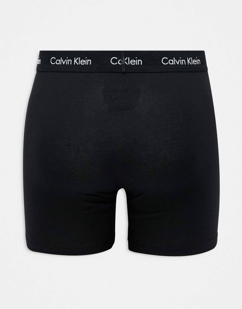 Calvin Klein Cotton Stretch 5 pack boxer briefs with colored waistbands in black Product Image