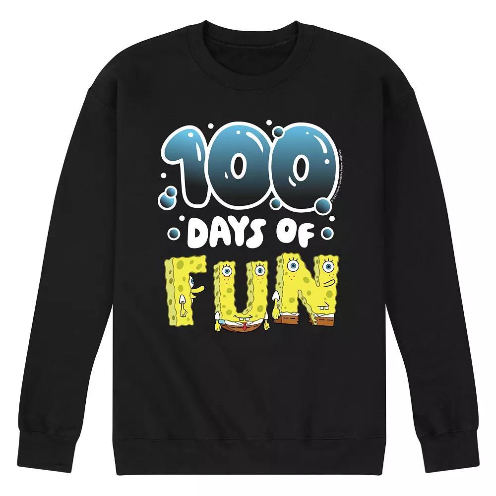 Mens SpongeBob SquarePants 100 Days Of Fun Fleece Sweatshirt Pink Product Image