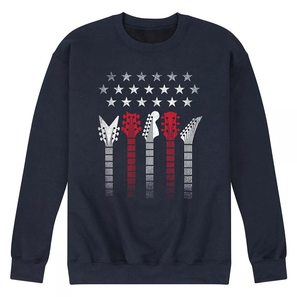 Mens Americana Flag Guitars Fleece Sweatshirt Blue Product Image