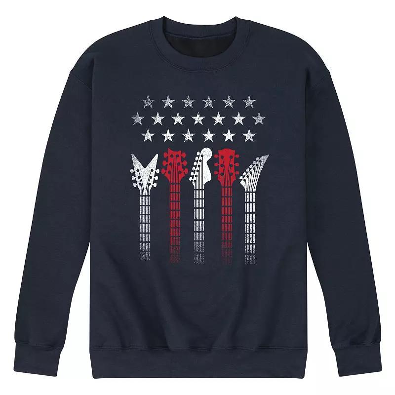 Mens Americana Flag Guitars Fleece Sweatshirt Blue Product Image