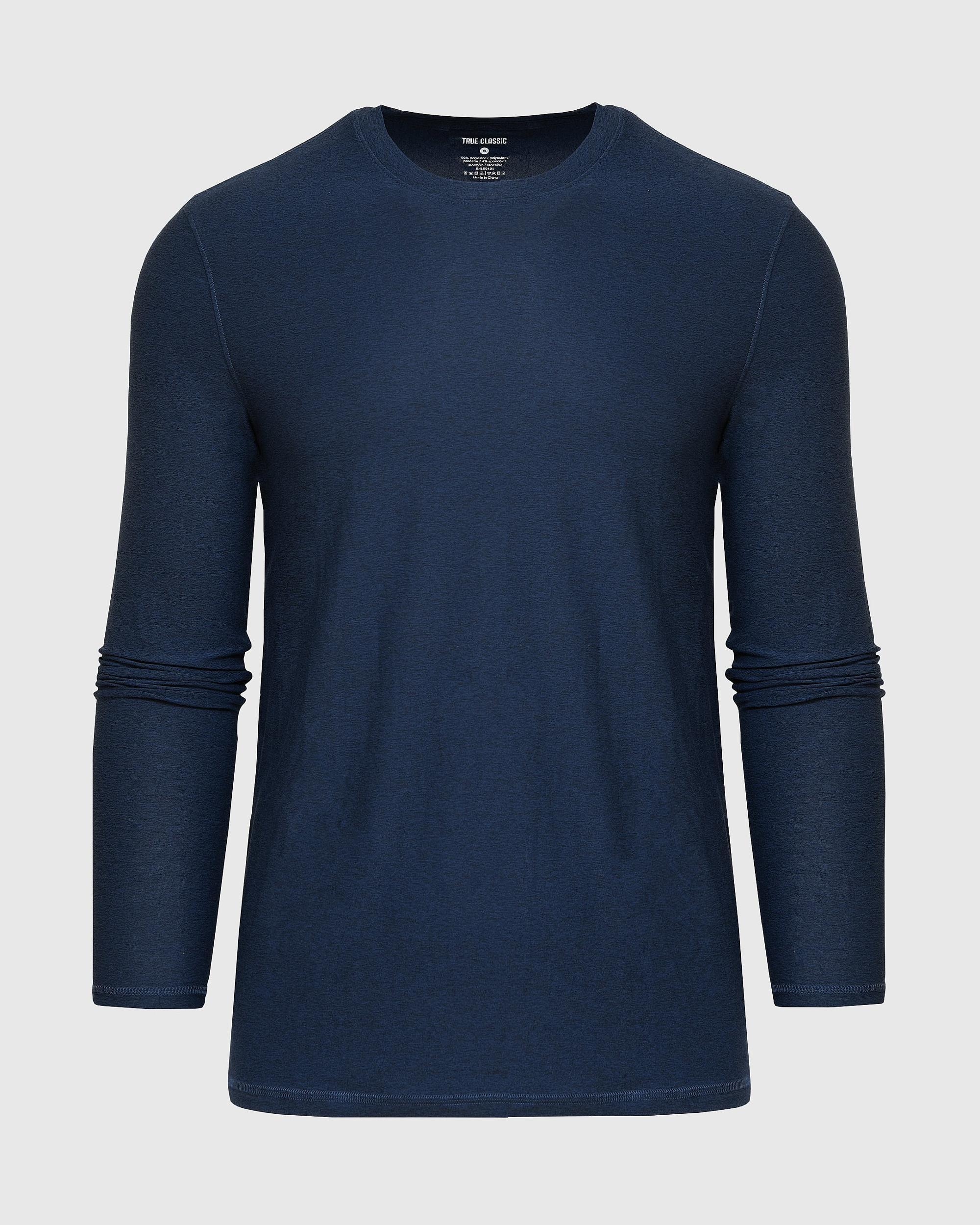 Deep Sea Blue Heather Active Long Sleeve Crew T-Shirt Product Image