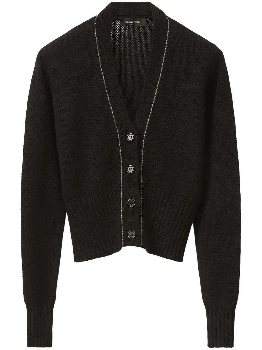 FABIANA FILIPPI Brushed Cashmere Cardigan In Black Product Image