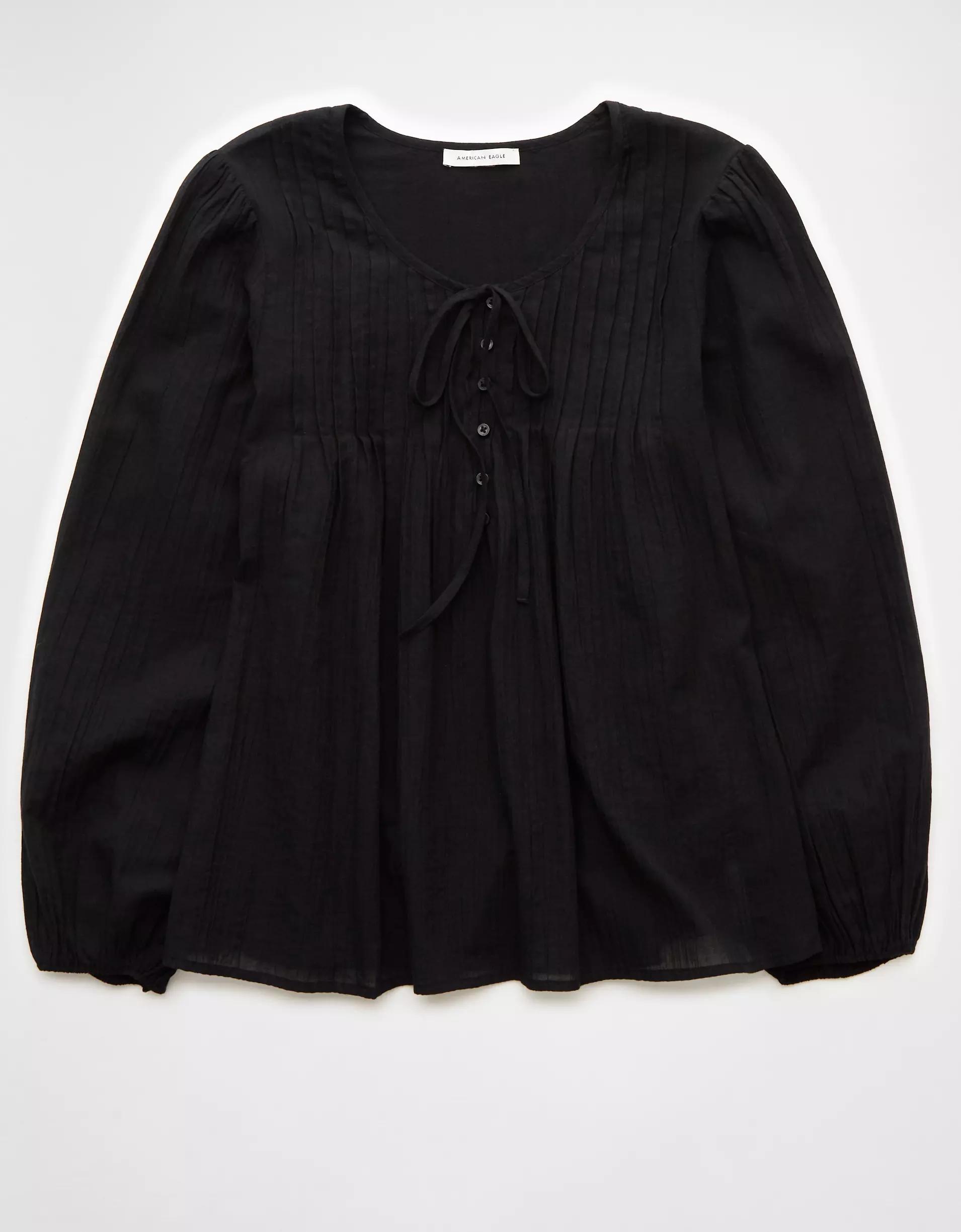 AE Long-Sleeve Breezy Boho Blouse Product Image