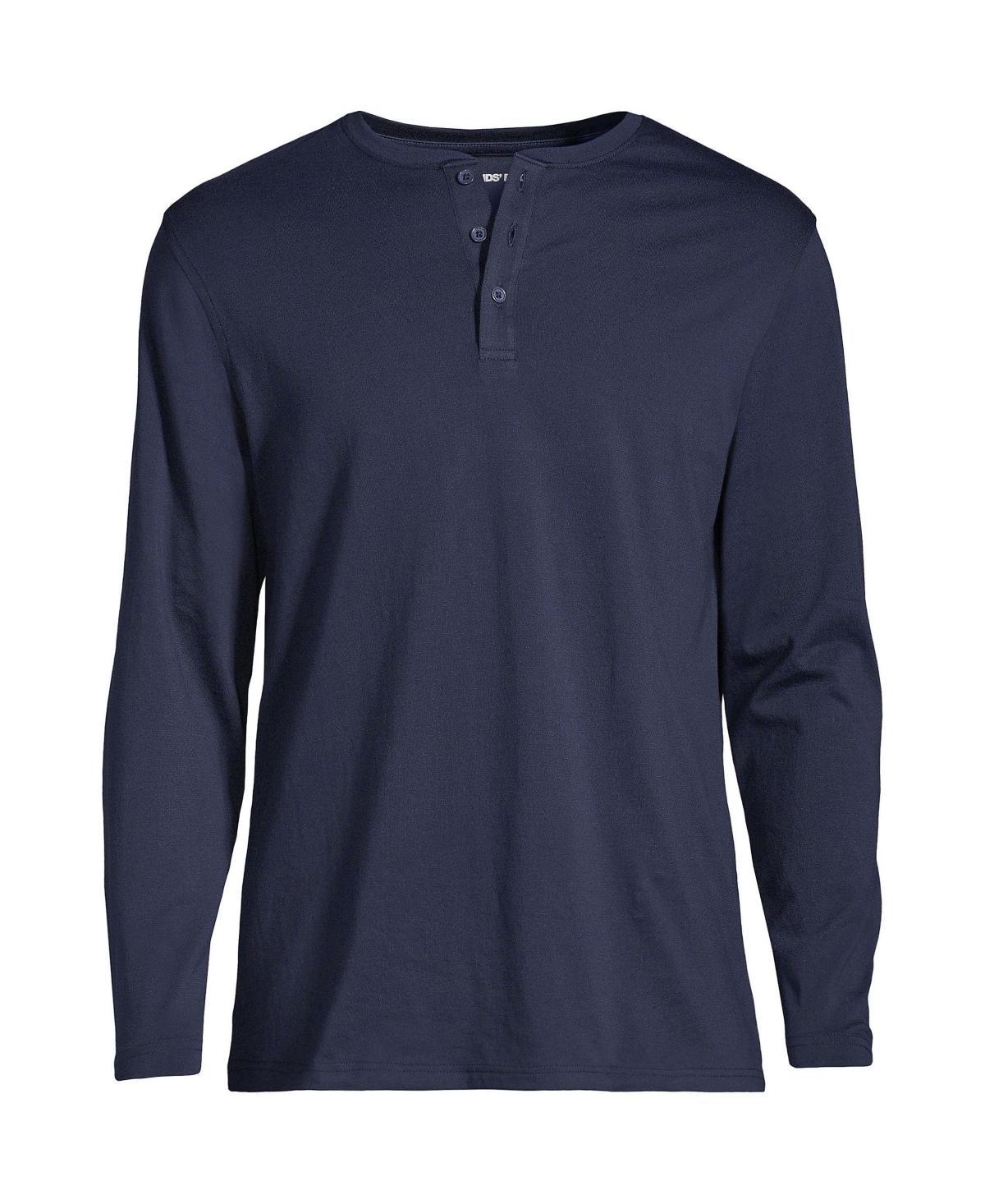 Men's Lands' End Long Sleeve Supima Jersey Henley Top, Size: Large, Radiant Blue Product Image