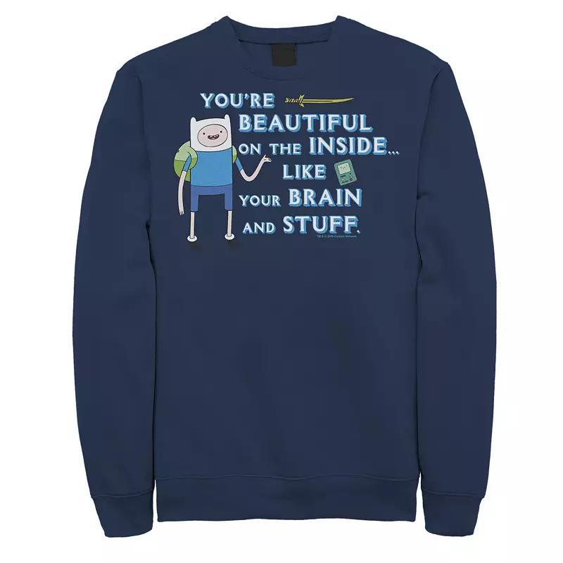 Men's Adventure Time Finn You're Beautiful On The Inside Portrait Fleece, Size: 3XL, Athletic Grey Product Image