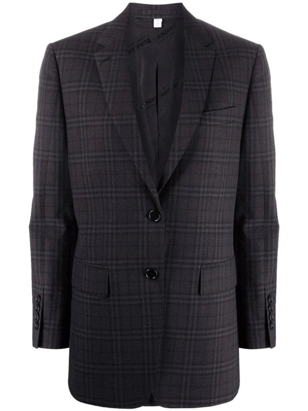 BURBERRY Grey Check Pattern Blazer Jacket In Black Product Image