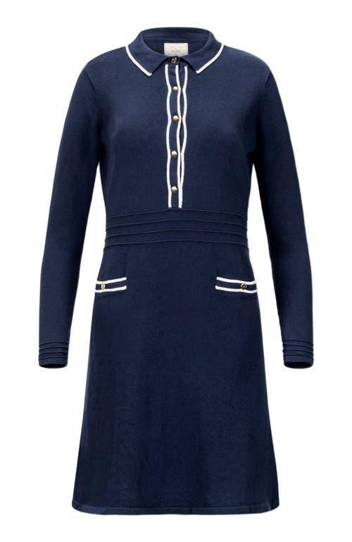 Hope & Henry Women's Tipped Button Front Sweater Dress in Navy With White Tipping at Nordstrom, Size 8 Product Image