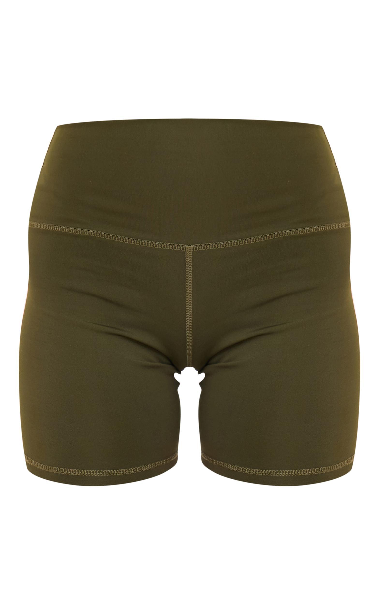 Khaki Pocket Detail Sculpt Biker Shorts Product Image