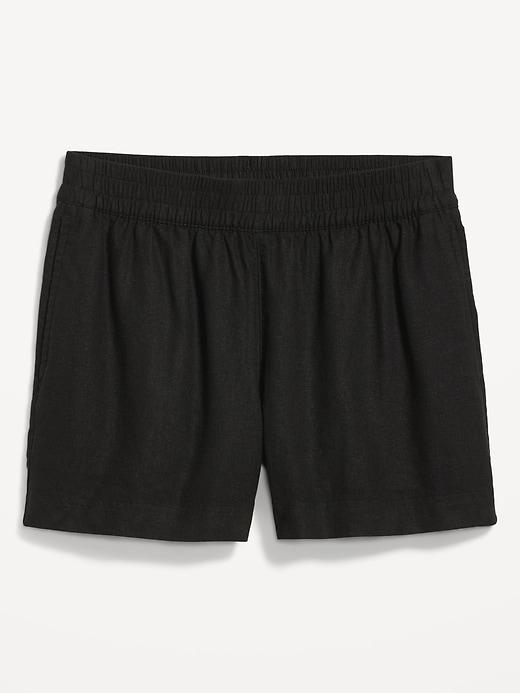 High-Waisted Linen-Blend Pull-On Shorts -- 3.5-inch inseam Product Image