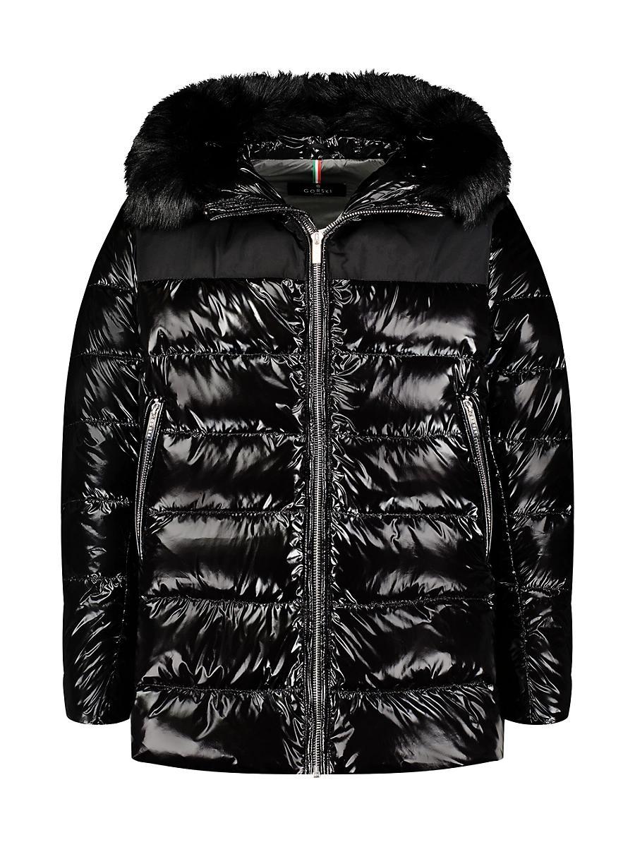 Mens Apres Ski Parka With Detachable Lamb Shearling Hood Trim Product Image