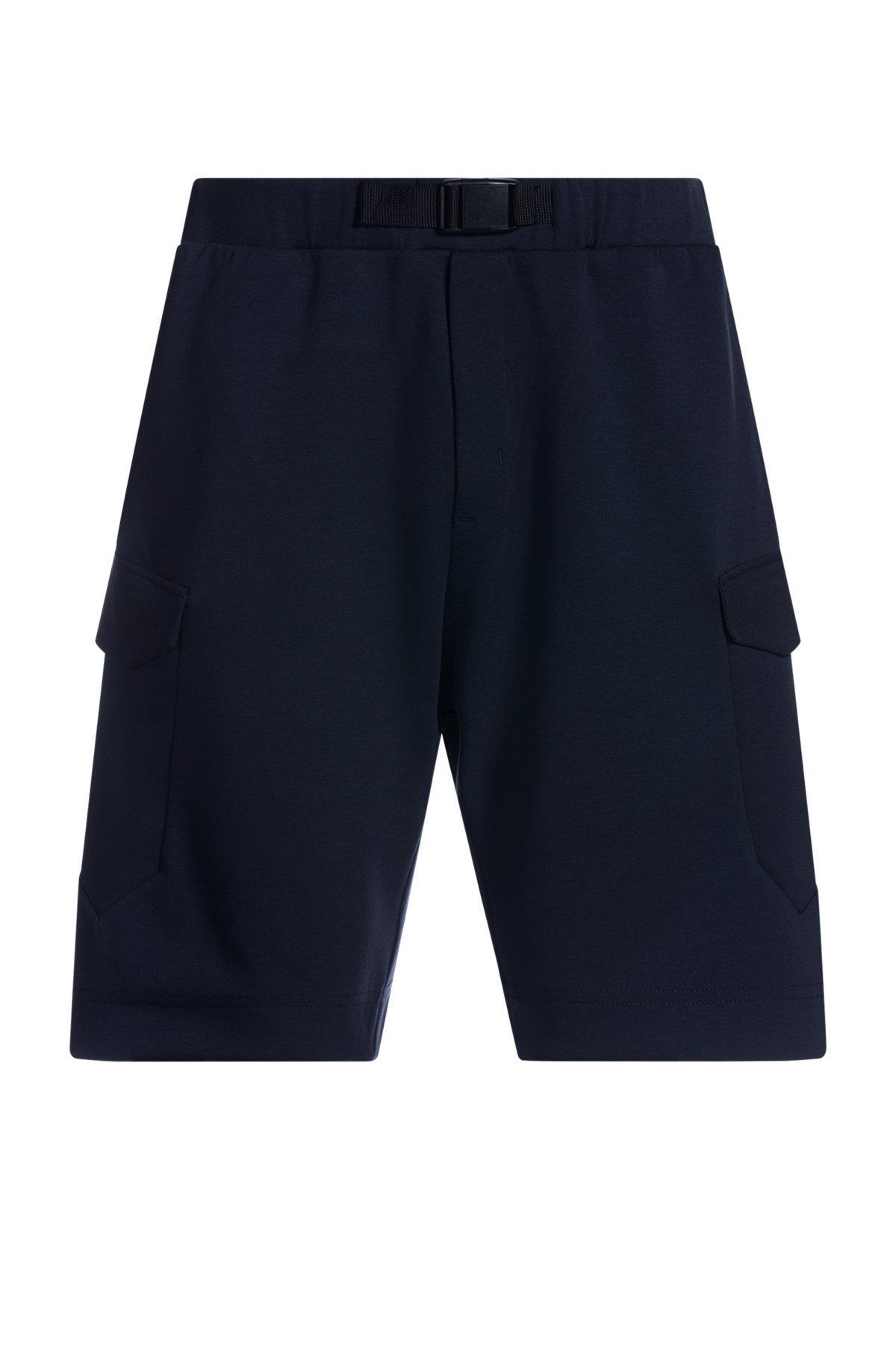 Super-stretch shorts with hopsack paneling Product Image