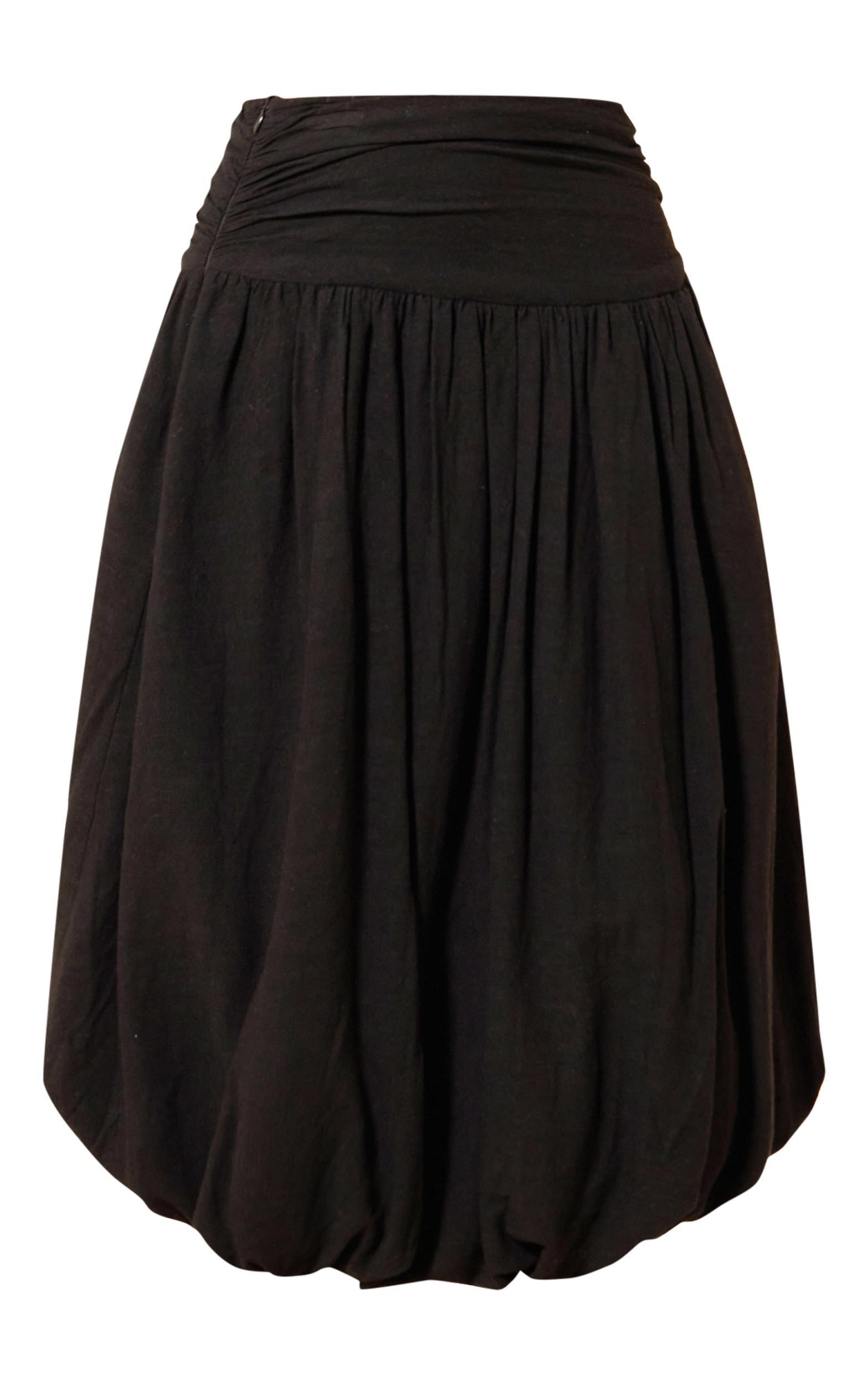  Black Cotton Volume Puffball Midi Skirt Product Image