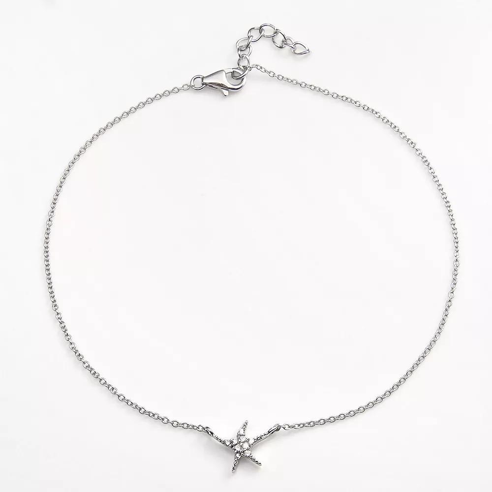 Sophie Miller Sterling Silver Cubic Zirconia Starfish Anklet, Women's, Size: 9.50, White Product Image
