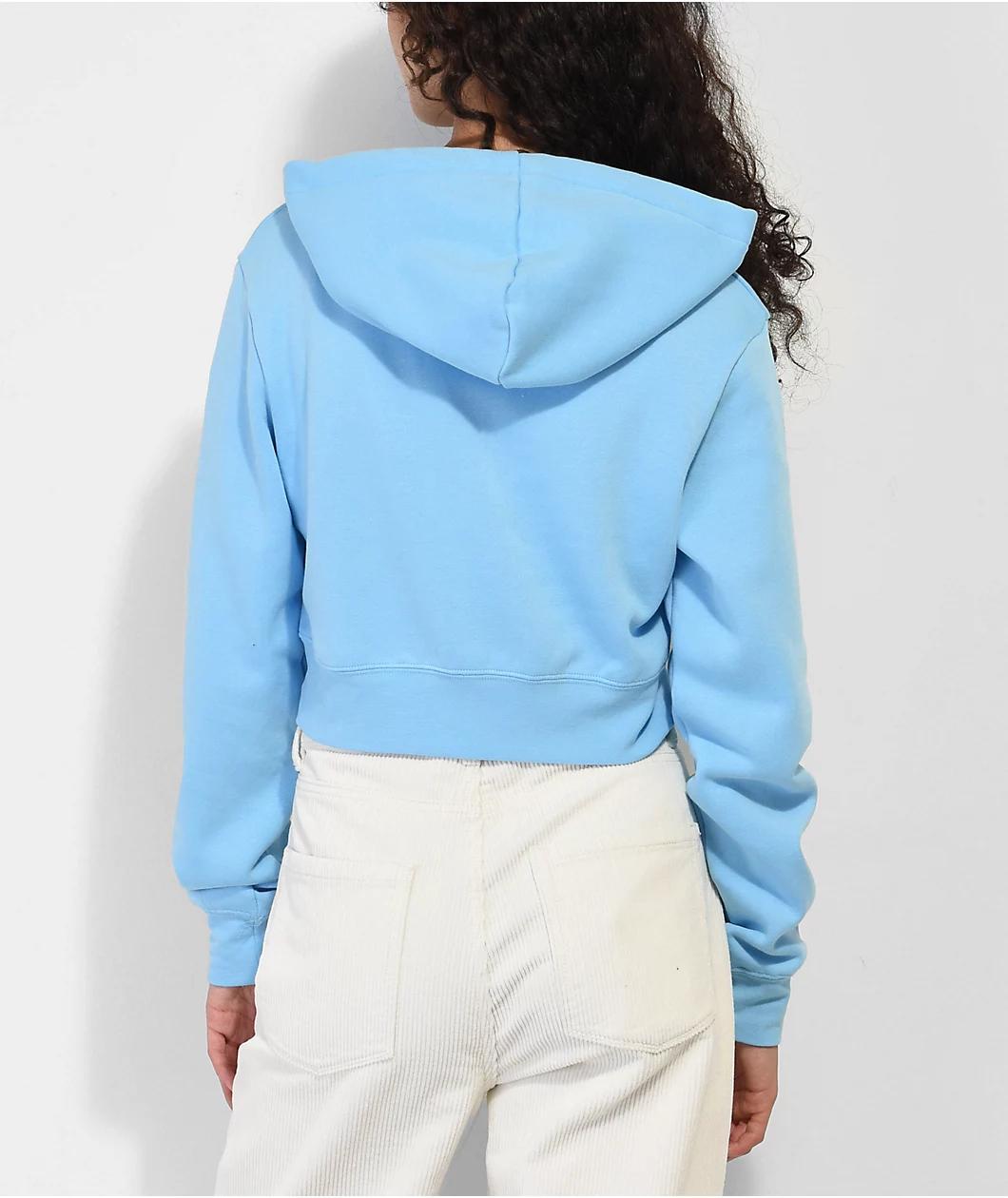 Zine Kya Blue Crop Zip Hoodie Product Image