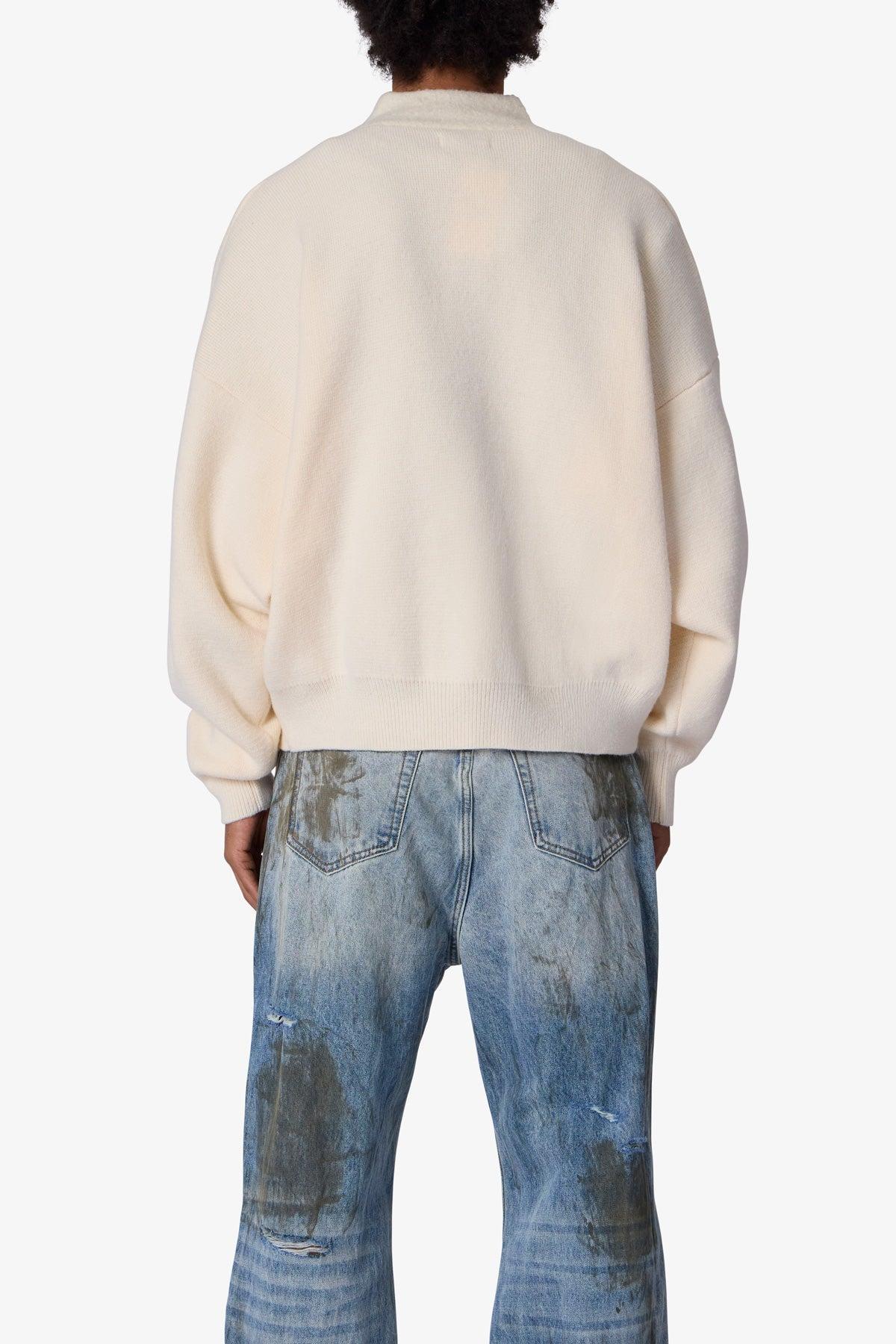 Crew V Neck Sweater - Cream Product Image