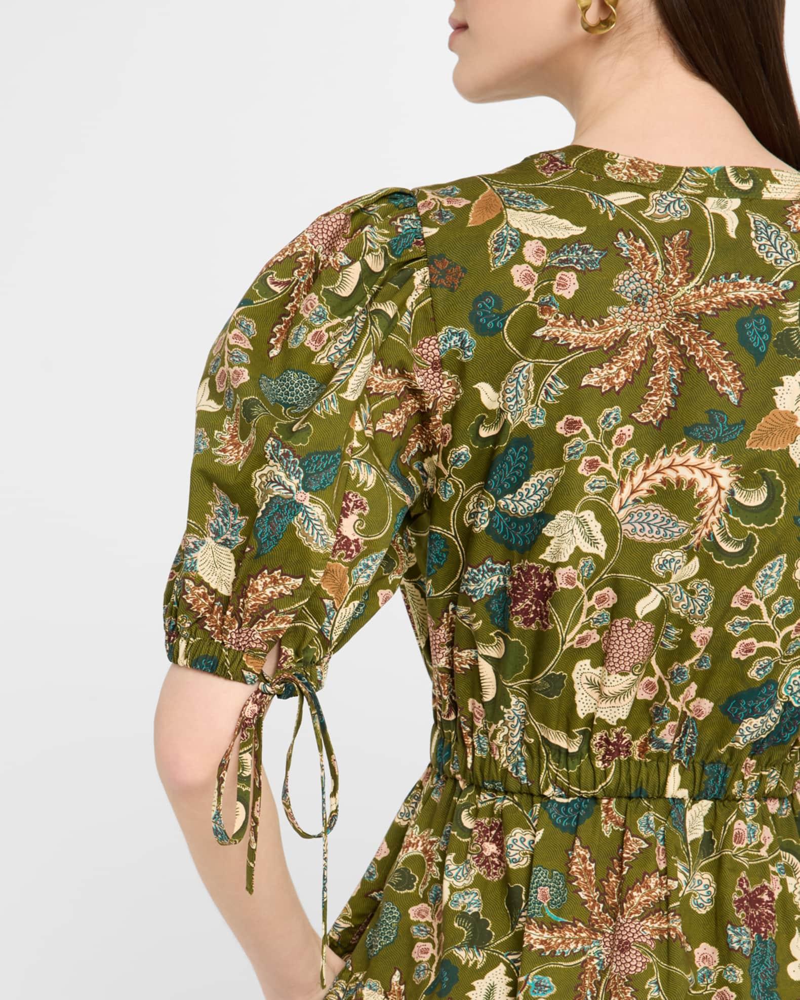 Adriana Puff-Sleeve V-Neck Midi Dress Product Image