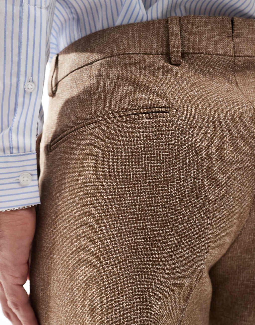 Shelby and Sons tailored slim pant in mid brown - part of a set Product Image