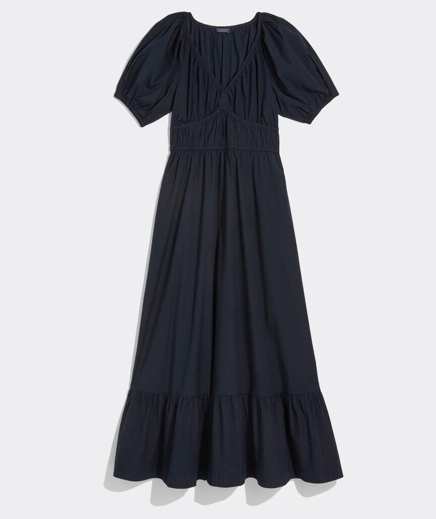 Marina Poplin Puff-Sleeve Midi Dress Product Image