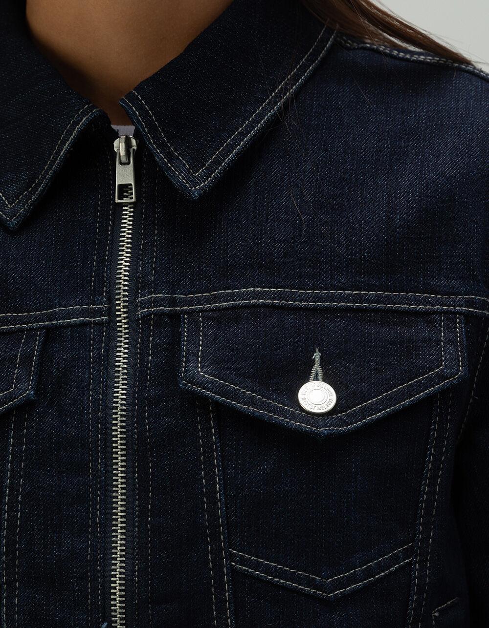 WEST OF MELROSE Zip Front Womens Denim Jacket - Dark Wash Product Image