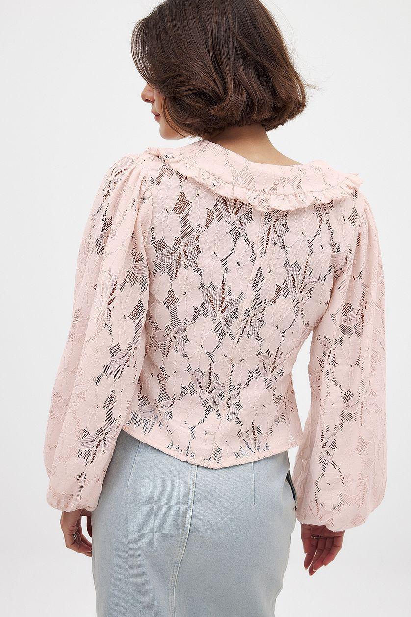 Balloon Sleeve Collar Blouse Product Image