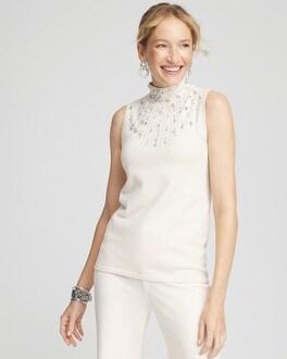 Embellished Mock Neck Sweater Tank Product Image