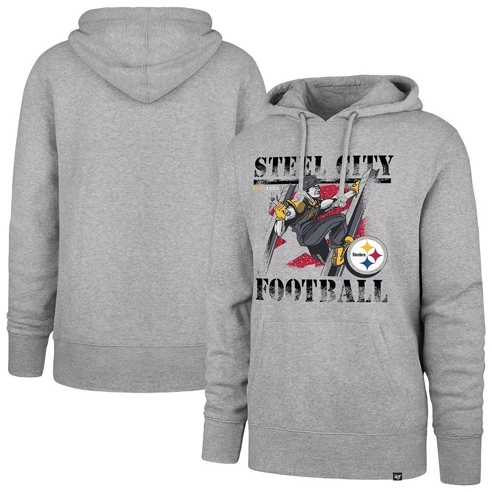 Men's '47  Gray Pittsburgh Steelers Regional Headline Pullover Hoodie, Size: Large, Grey Product Image