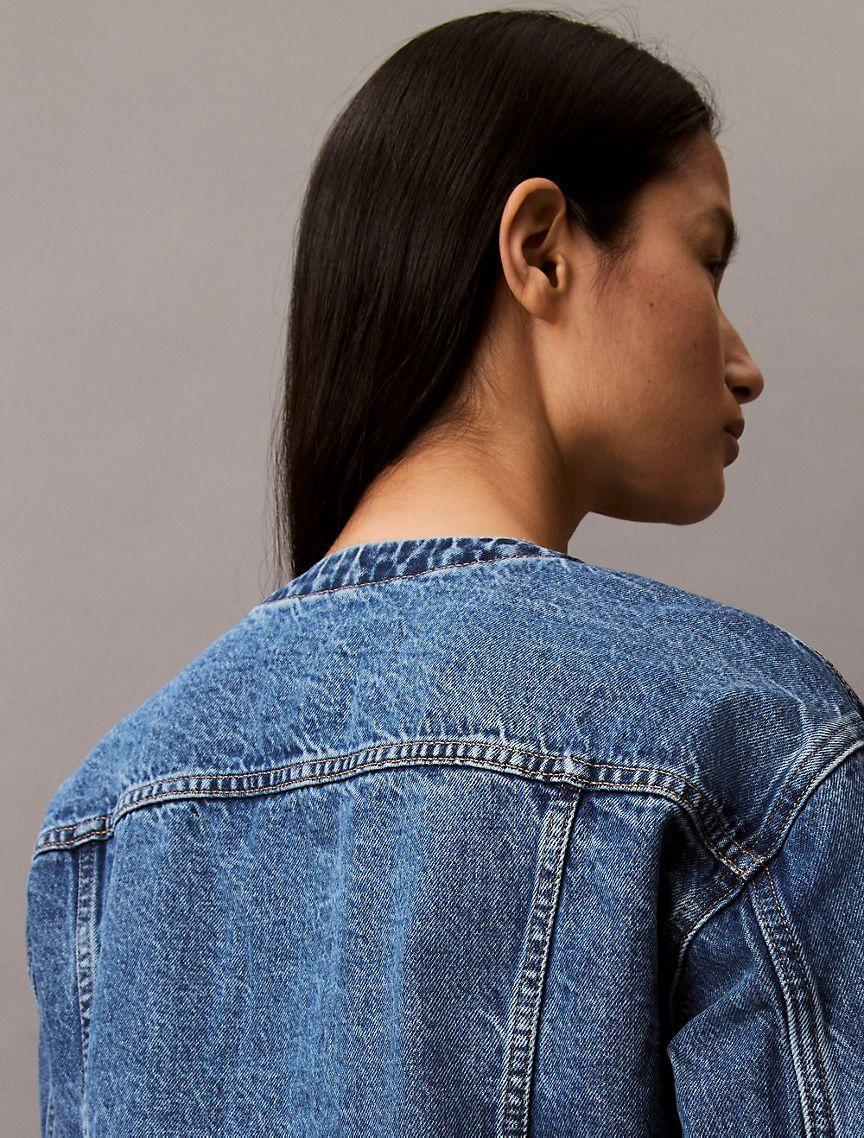 Cropped Denim Trucker Jacket Product Image