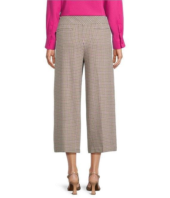 Investments Petite Size Houndstooth PARK AVE fit Elite Stretch Pull-On Wide Leg Crop Pants Product Image