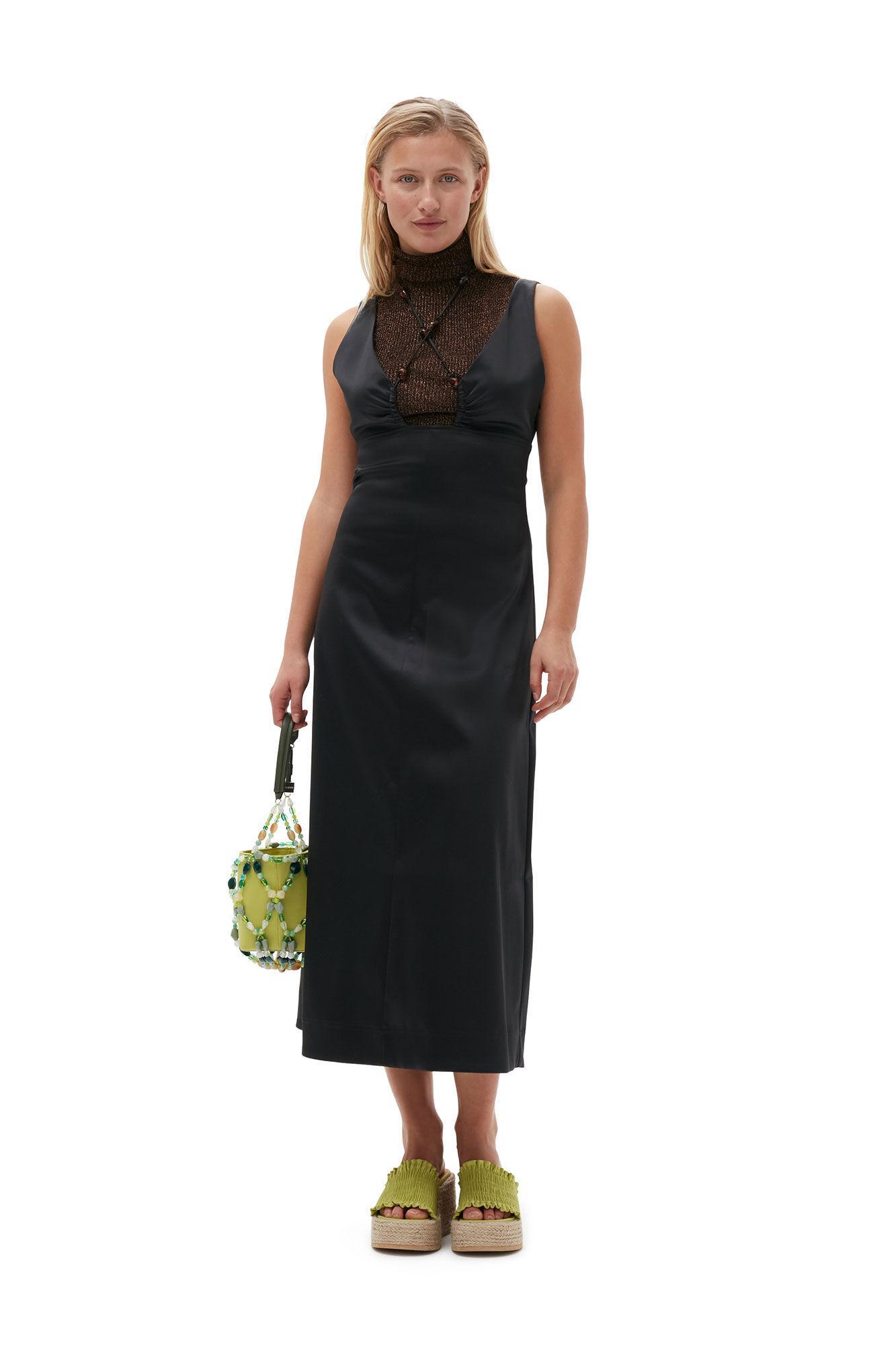 Double Satin Halter-Neck Dress Product Image