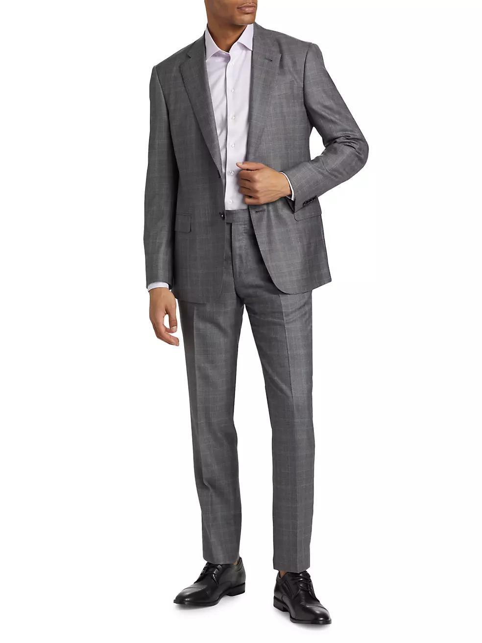 Plaid Wool-Blend Single-Breasted Suit Product Image