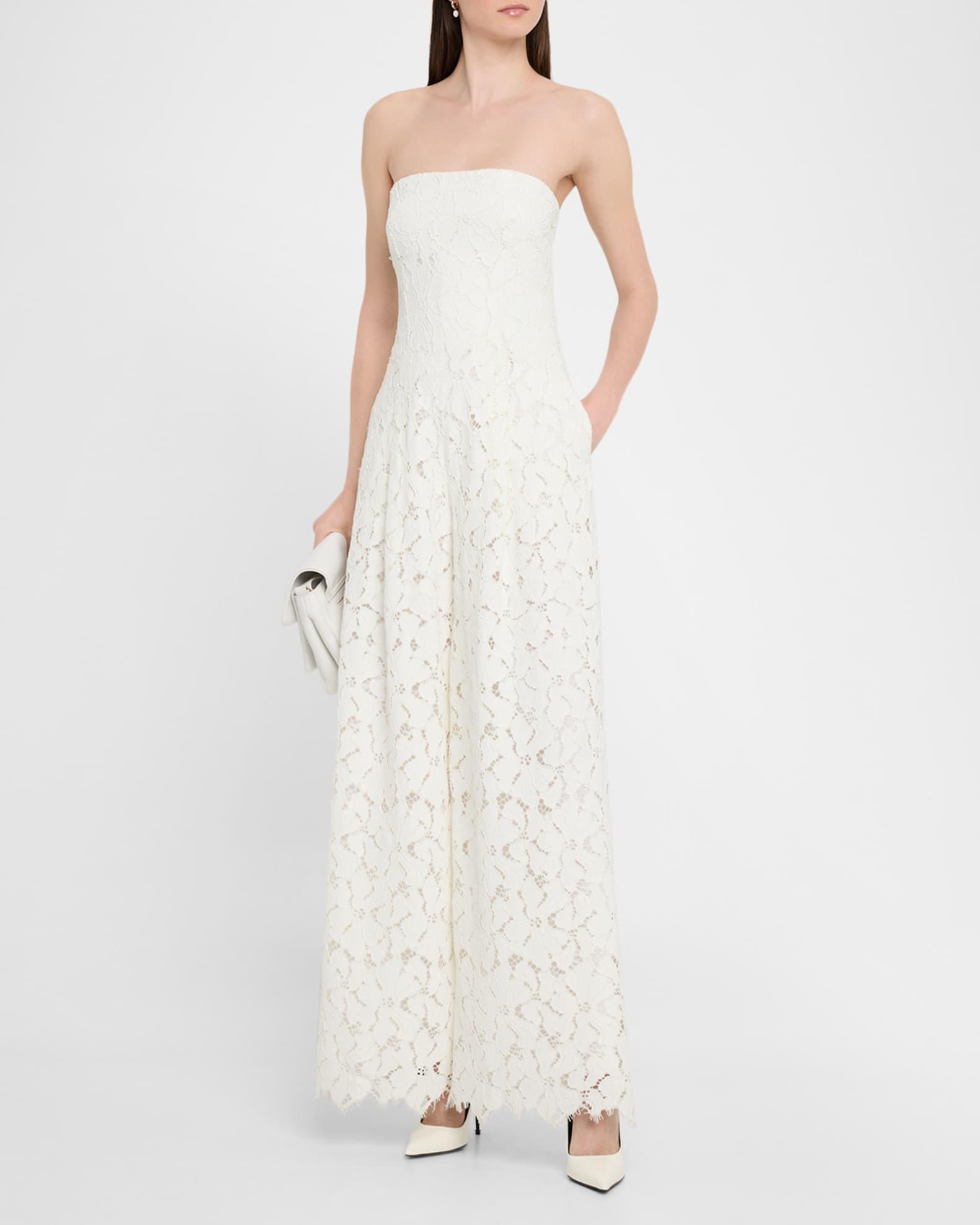 Rebecca Strapless Corded Lace Wide-Leg Jumpsuit Product Image