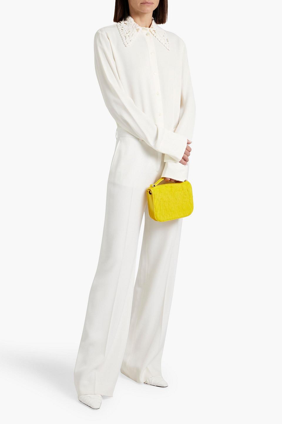 JIL SANDER Crochet-paneled Crepe Shirt In White Product Image