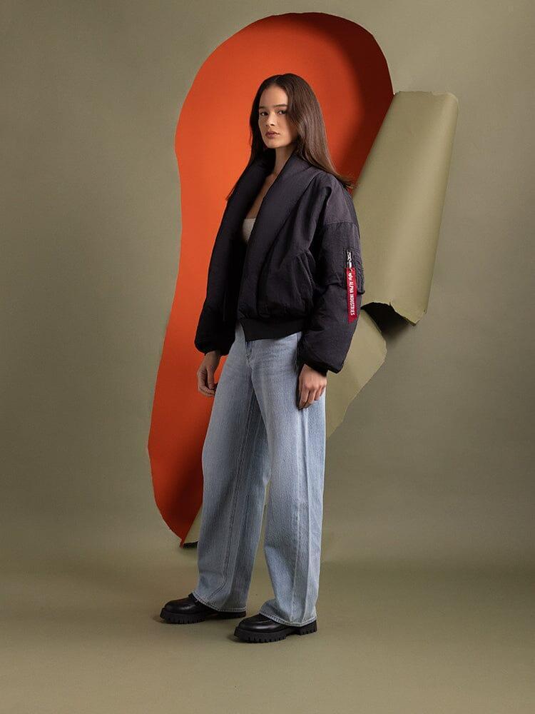 WOMEN'S SHAWL COLLAR BOMBER JACKET - COYOTE BROWN / XS Product Image