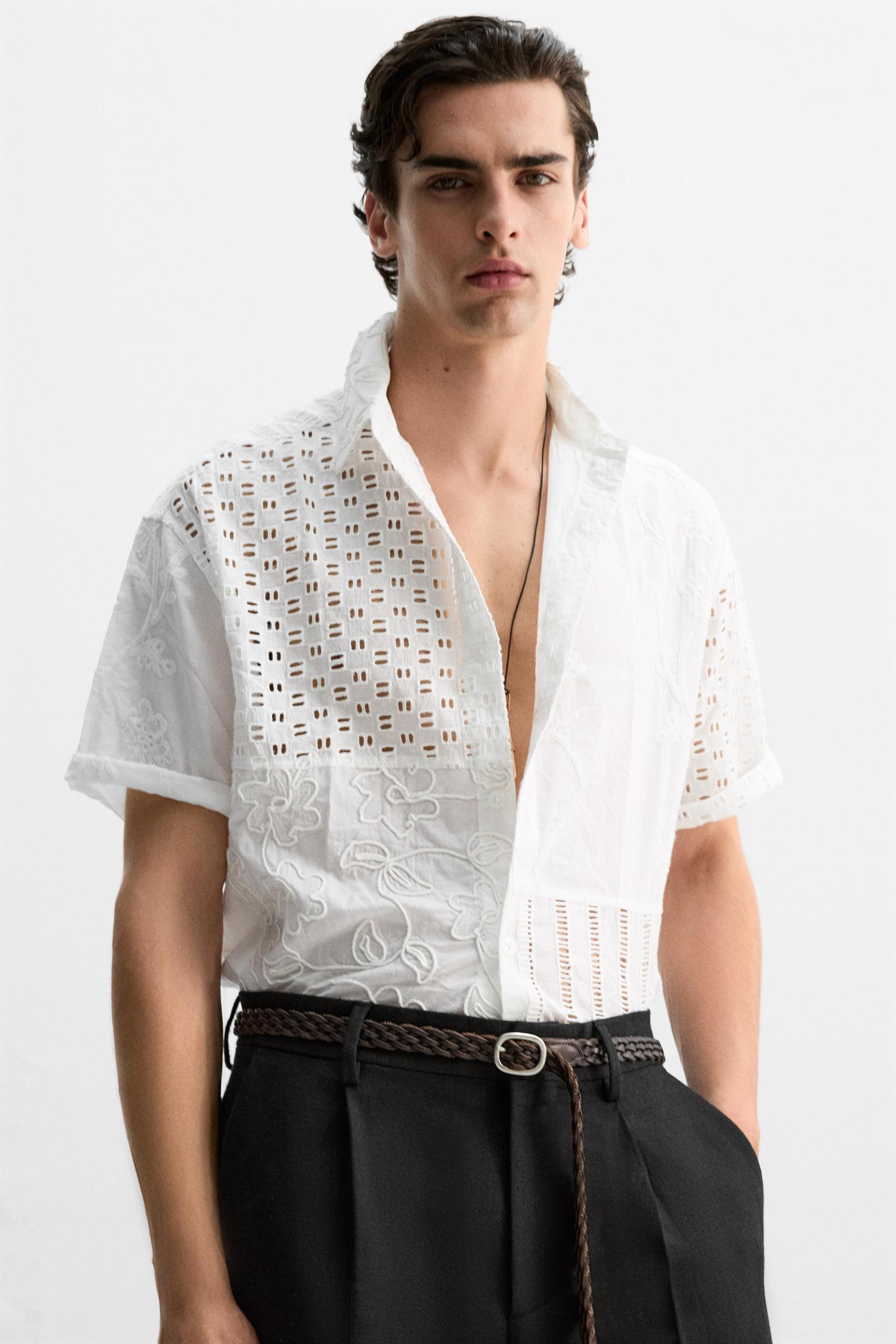 DIE-CUT EMBROIDERED PATCHWORK SHIRT Product Image