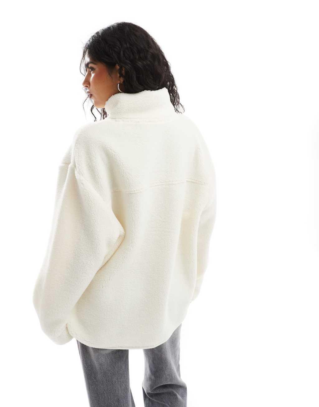 ASOS DESIGN zip through fleece in cream Product Image