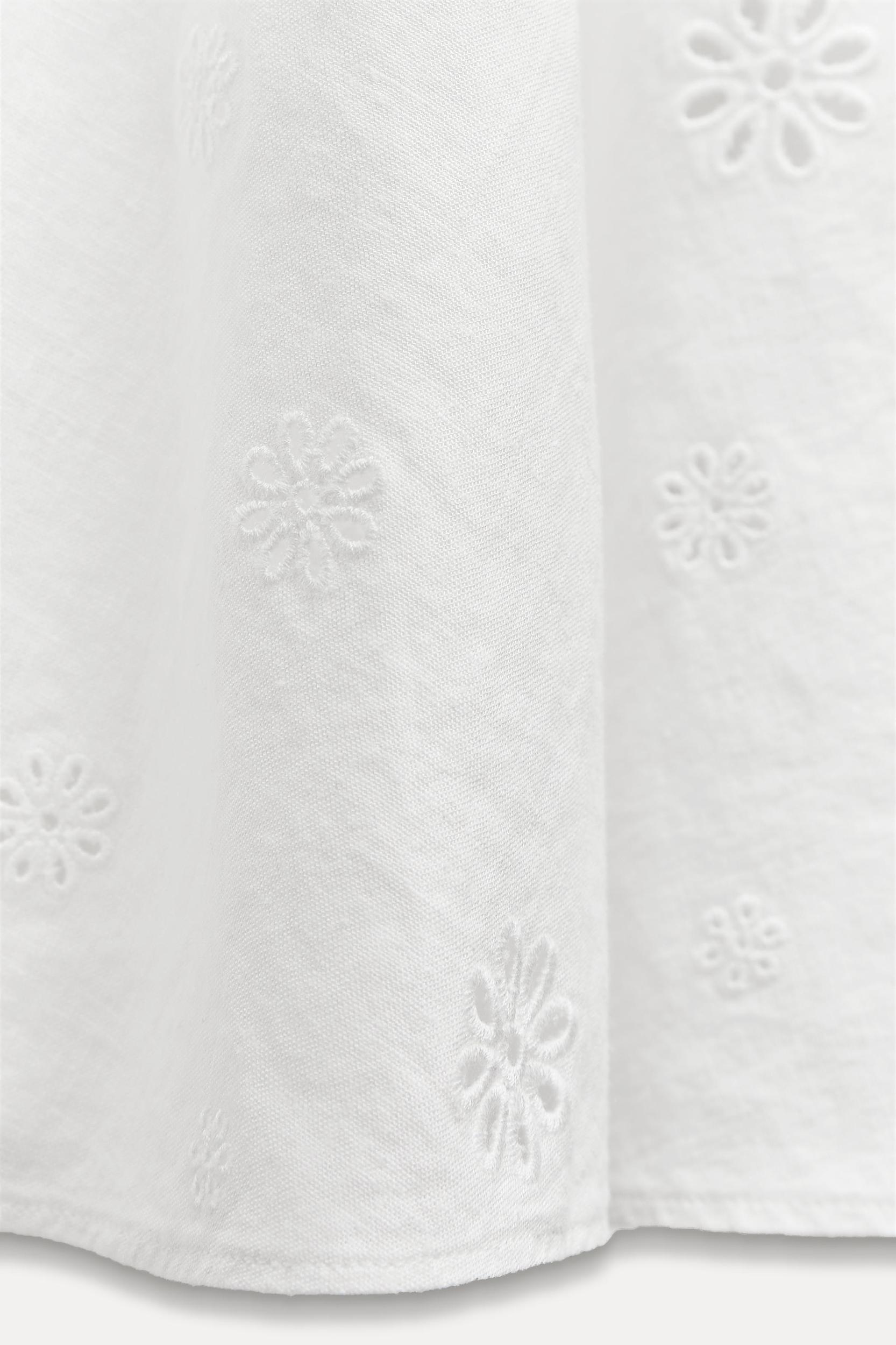 EMBROIDERED LINEN BLEND SKIRT ZW COLLECTION Product Image