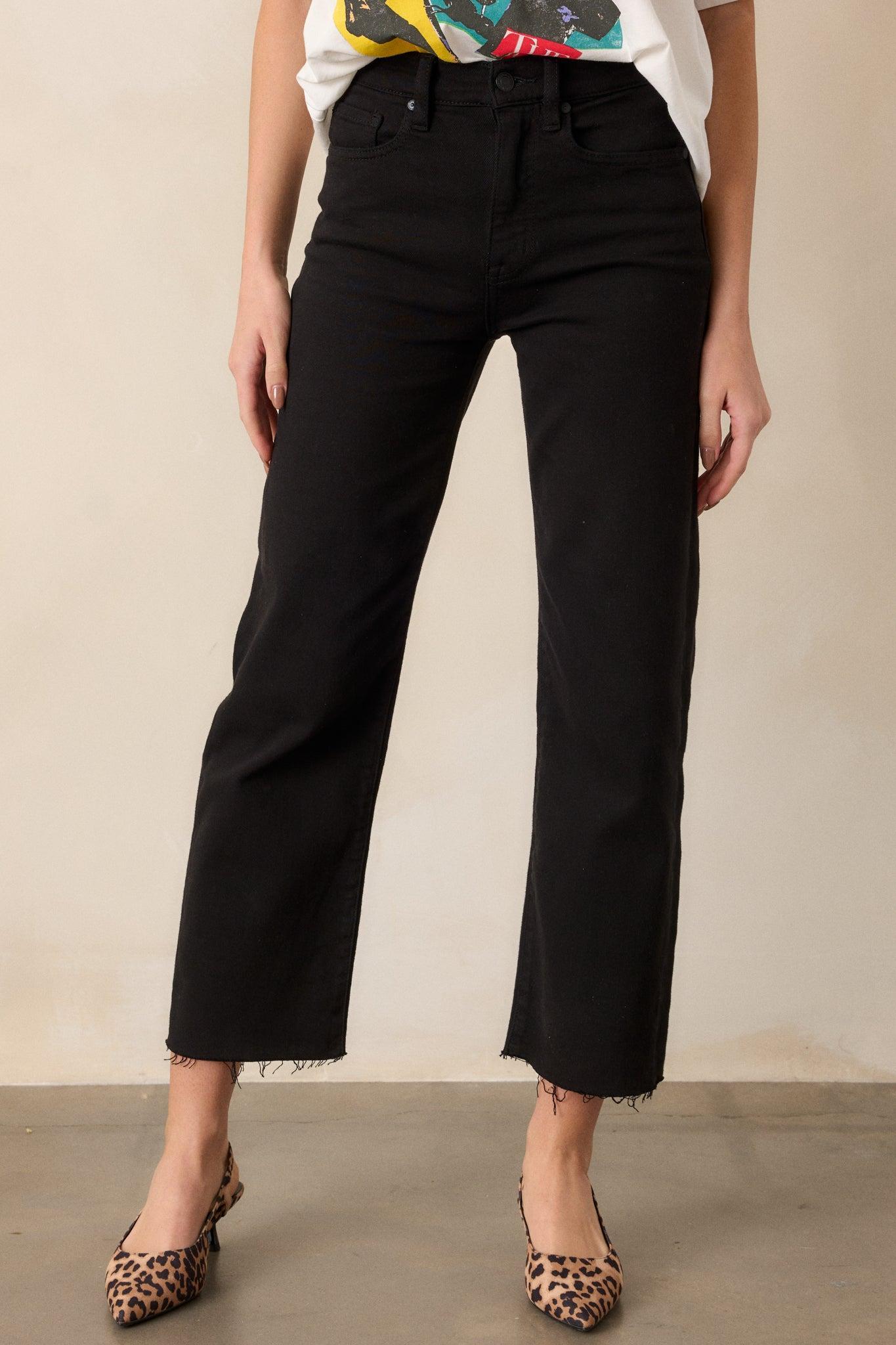 High Stakes Black Cropped Straight Leg Jeans Product Image